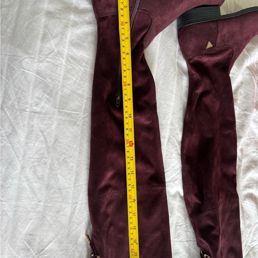 GUESS Over-the-Knee Lace-Up Boots in Burgundy- size 7M - Picture 2 of 9